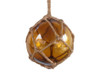 Handcrafted Amber Japanese Glass Ball Fishing Float With Brown Netting Decoration 4" from Hampton Creations Handcrafted Amber Japanese Glass Ball Fishing Float With Brown Netting Decoration 4" from Hampton Creations