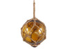 Handcrafted Amber Japanese Glass Ball Fishing Float With Brown Netting Decoration 4" from Hampton Creations Handcrafted Amber Japanese Glass Ball Fishing Float With Brown Netting Decoration 4" from Hampton Creations