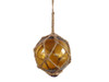 Handcrafted Amber Japanese Glass Ball Fishing Float With Brown Netting Decoration 4" from Hampton Creations Handcrafted Amber Japanese Glass Ball Fishing Float With Brown Netting Decoration 4" from Hampton Creations