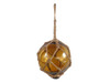 Handcrafted Amber Japanese Glass Ball Fishing Float With Brown Netting Decoration 4" from Hampton Creations Handcrafted Amber Japanese Glass Ball Fishing Float With Brown Netting Decoration 4" from Hampton Creations
