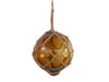 Handcrafted Amber Japanese Glass Ball Fishing Float With Brown Netting Decoration 4" from Hampton Creations Handcrafted Amber Japanese Glass Ball Fishing Float With Brown Netting Decoration 4" from Hampton Creations