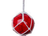 Handcrafted Red Japanese Glass Ball With White Netting Christmas Ornament 4" from Hampton Creations