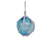 Handcrafted Light Blue Japanese Glass Ball Fishing Float With White Netting Decoration 6" from Hampton Creations Handcrafted Light Blue Japanese Glass Ball Fishing Float With White Netting Decoration 6" from Hampton Creations