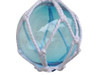 Handcrafted Light Blue Japanese Glass Ball Fishing Float With White Netting Decoration 6" from Hampton Creations Handcrafted Light Blue Japanese Glass Ball Fishing Float With White Netting Decoration 6" from Hampton Creations