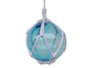 Handcrafted Light Blue Japanese Glass Ball Fishing Float With White Netting Decoration 6" from Hampton Creations Handcrafted Light Blue Japanese Glass Ball Fishing Float With White Netting Decoration 6" from Hampton Creations