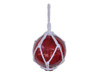 Handcrafted Red Japanese Glass Ball Fishing Float With White Netting Decoration 6" from Hampton Creations