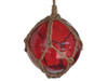 Handcrafted Red Japanese Glass Ball Fishing Float With Brown Netting Decoration 6" from Hampton Creations Handcrafted Red Japanese Glass Ball Fishing Float With Brown Netting Decoration 6" from Hampton Creations