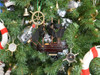 Handcrafted Wooden Caribbean Pirate Ship Model Christmas Tree Ornament from Hampton Creations