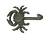 Handcrafted Antique Seaworn Bronze Cast Iron Wall Mounted Crab Hook 5" from Hampton Creations
