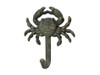 Handcrafted Antique Seaworn Bronze Cast Iron Wall Mounted Crab Hook 5" from Hampton Creations