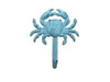 Handcrafted Rustic Blue Whitewashed Cast Iron Wall Mounted Crab Hook 5" from Hampton Creations Handcrafted Rustic Blue Whitewashed Cast Iron Wall Mounted Crab Hook 5" from Hampton Creations