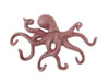 Handcrafted Red Whitewashed Cast Iron Octopus Hook 11" from Hampton Creations