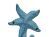 Handcrafted Dark Blue Whitewashed Cast Iron Starfish Hook 4" from Hampton Creations Handcrafted Dark Blue Whitewashed Cast Iron Starfish Hook 4" from Hampton Creations