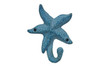 Handcrafted Dark Blue Whitewashed Cast Iron Starfish Hook 4" from Hampton Creations Handcrafted Dark Blue Whitewashed Cast Iron Starfish Hook 4" from Hampton Creations