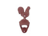 Handcrafted Rustic Red Whitewashed Cast Iron Rooster Bottle Opener 6" from Hampton Creations