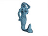 Handcrafted Rustic Dark Blue Whitewashed Cast Iron Mermaid Hook 6" from Hampton Creations Handcrafted Rustic Dark Blue Whitewashed Cast Iron Mermaid Hook 6" from Hampton Creations