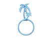 Handcrafted Dark Blue Whitewashed Cast Iron Palm Tree Towel Holder 9" from Hampton Creations