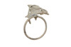 Handcrafted Whitewashed Cast Iron Dolphins Towel Holder 7" from Hampton Creations