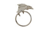 Handcrafted Whitewashed Cast Iron Dolphins Towel Holder 7" from Hampton Creations
