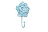 Handcrafted Rustic Dark Blue Whitewashed Cast Iron Decorative Rose Hook 7" from Hampton Creations Handcrafted Rustic Dark Blue Whitewashed Cast Iron Decorative Rose Hook 7" from Hampton Creations