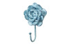 Handcrafted Rustic Dark Blue Whitewashed Cast Iron Decorative Rose Hook 7" from Hampton Creations Handcrafted Rustic Dark Blue Whitewashed Cast Iron Decorative Rose Hook 7" from Hampton Creations