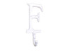 Handcrafted Whitewashed Cast Iron Letter F Alphabet Wall Hook 6" from Hampton Creations