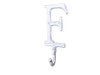 Handcrafted Whitewashed Cast Iron Letter F Alphabet Wall Hook 6" from Hampton Creations