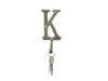 Handcrafted Rustic Gold Cast Iron Letter K Alphabet Wall Hook 6" from Hampton Creations
