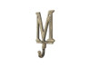 Handcrafted Rustic Gold Cast Iron Letter M Alphabet Wall Hook 6" from Hampton Creations
