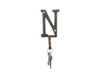 Handcrafted Rustic Copper Cast Iron Letter N Alphabet Wall Hook 6" from Hampton Creations