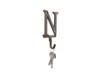Handcrafted Rustic Copper Cast Iron Letter N Alphabet Wall Hook 6" from Hampton Creations