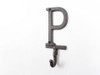 Handcrafted Cast Iron Letter P Alphabet Wall Hook 6" from Hampton Creations