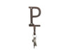 Handcrafted Rustic Copper Cast Iron Letter P Alphabet Wall Hook 6" from Hampton Creations