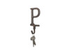 Handcrafted Rustic Copper Cast Iron Letter P Alphabet Wall Hook 6" from Hampton Creations