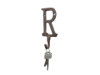 Handcrafted Rustic Copper Cast Iron Letter R Alphabet Wall Hook 6" from Hampton Creations