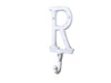 Handcrafted Whitewashed Cast Iron Letter R Alphabet Wall Hook 6" from Hampton Creations