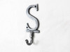 Handcrafted Rustic Silver Cast Iron Letter S Alphabet Wall Hook 6" from Hampton Creations