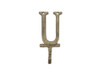 Handcrafted Rustic Gold Cast Iron Letter U Alphabet Wall Hook 6" from Hampton Creations