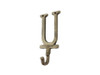 Handcrafted Rustic Gold Cast Iron Letter U Alphabet Wall Hook 6" from Hampton Creations