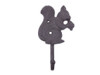 Handcrafted Cast Iron Squirrel with Acorn Decorative Metal Wall Hook 7" from Hampton Creations
