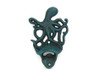 Handcrafted Seaworn Blue Cast Iron Wall Mounted Octopus Bottle Opener 6" from Hampton Creations