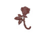 Handcrafted Rustic Red Whitewashed Cast Iron Long Stem Rose Decorative Metal Wall Hook 5.5" from Hampton Creations