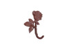 Handcrafted Rustic Red Whitewashed Cast Iron Long Stem Rose Decorative Metal Wall Hook 5.5" from Hampton Creations