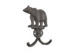 Handcrafted Cast Iron Black Bear Decorative Metal Wall Hooks 5.5" from Hampton Creations
