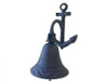 Handcrafted Rustic Dark Blue Cast Iron Wall Hanging Anchor Bell 8" from Hampton Creations Handcrafted Rustic Dark Blue Cast Iron Wall Hanging Anchor Bell 8" from Hampton Creations