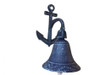 Handcrafted Rustic Dark Blue Cast Iron Wall Hanging Anchor Bell 8" from Hampton Creations Handcrafted Rustic Dark Blue Cast Iron Wall Hanging Anchor Bell 8" from Hampton Creations