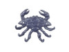 Handcrafted Rustic Dark Blue Cast Iron Decorative Crab with Six Metal Wall Hooks 7" from Hampton Creations