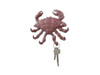 Handcrafted Red Whitewashed Cast Iron Decorative Crab with Six Metal Wall Hooks 7" from Hampton Creations Handcrafted Red Whitewashed Cast Iron Decorative Crab with Six Metal Wall Hooks 7" from Hampton Creations