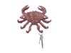 Handcrafted Red Whitewashed Cast Iron Decorative Crab with Six Metal Wall Hooks 7" from Hampton Creations Handcrafted Red Whitewashed Cast Iron Decorative Crab with Six Metal Wall Hooks 7" from Hampton Creations