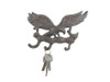 Handcrafted Cast Iron Flying Eagle Landing on a Tree Branch Decorative Metal Wall Hooks 7.5" from Hampton Creations Handcrafted Cast Iron Flying Eagle Landing on a Tree Branch Decorative Metal Wall Hooks 7.5" from Hampton Creations